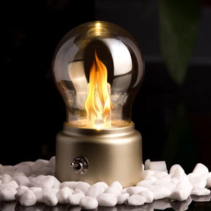 Retro Bulb Night Light Bedroom Bedside Sleep Led Usb Plug and Charge Dual-purpose Desktop Flame Ambient Lamp