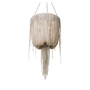Simple Unique Leather Straps Chandelier Home Villa Customized Round Urchin Leather Tassels Pendant Lights for Lobby Foyer