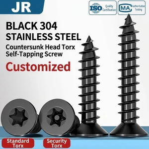 Custom Black 304 Stainless Steel Countersunk Head Flat Head Torx Screws with Pins, Anti-theft Self-tapping Screws and Bolts