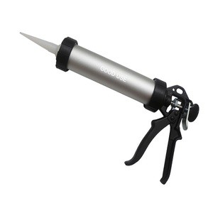 300ml Manual Silicone Sausage Caulking Gun Aluminum Barrel Silver Black Pistol Grip DIY Industrial Grade Smooth Rod Plunger 18:1