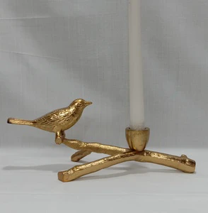 Modern Metal Bird Candlestick Holder with Long Glass Taper Handmade Christmas Wedding Use Elegant Lantern Design