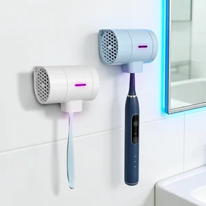 Upgraded High-powered Air-drying Wall Mounted 800mah Rechargeable Battery UVC Toothbrush Sterilizer