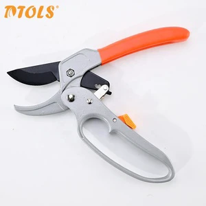 Professional SK5 Steel Ratchet Pruning Shears-DIY Industrial PTFE Coated Labor-saving Garden Scissors Non-slip Handle for Plant