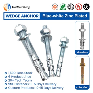 M10 M12 M16 M20 Carbon Steel Wedge Anchor Blue Zinc Plated Concrete Anchor Embedded Expansion Wedge Anchor
