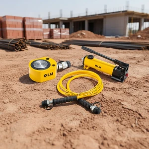Ultra Low Height Hydraulic Cylinder & Hand Pump Set for Heavy Duty Machinery Lifting