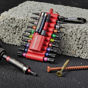 GEINXURN 22pcs Screwdriver Drill Bit Set Plus Magnetic Bit Holder with Metal Belt Clip in Hard Case with OEM Customization