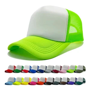 Custom 5 Panel Sublimation Trucker Cap 3d Puff Embroidery Print Two Tone Foam Trucker Mesh Hat with Logo