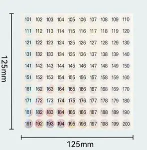 1040pcs 1-100 Soft Laser Printed Industrial Nail Salon Parts Waterproof and Oil Resistant 10mm Round Number Stickers P44331