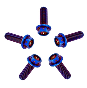 Titanium Alloy Flange Hex Head Bolts Burnt Blue Rainbow Color M6 M8 M10 Motorcycle Auto Modified Fasteners
