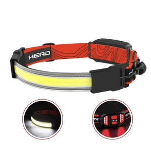 LED Headlamp Rechargeable Head Lamp with Red Tail Light Lightweight Waterproof Headlamps for Camping Hard Hat, Running Lights