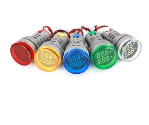 Circular and square Digital LED Indicator Lights. Indicator Light Voltage and Current Meter signal Light AD16-22FVA