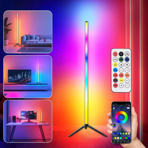 LED Corner Floor Light RGBIC Color Changing APP/Remote Control CRI 80 50000 Hours Lifespan Living Room Home Atmosphere Decor