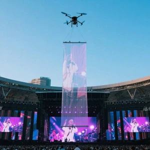 Custom Outdoor Drone Flying Led Display Screen Magic Carpet Flexible Transparent Led Display For Group Activities Celebratory