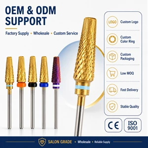 Super Long 5 In 1 Nail Drill Bits 3/32'' Cross Tapered Carbide Bit Carbide Tungsten Bits 5 In 1 Nail Drill Bits