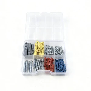 114pcs Grey Zinc-Plated Plastic Expansion Tube Fastener Expansion Anchor Bolt Concrete Screws Gypsum Board Multi-piece Set Box