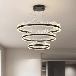Modern Luxury 120W LED Commercial Pendant Light Galcier Chandelier Brushed Gold/Silver Tricolor for 1-3 Room Hanging Lighting