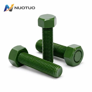 Custom Green PTFE Coated Hex Bolts ASTM A193 B7 Carbon Steel Fasteners With Nuts