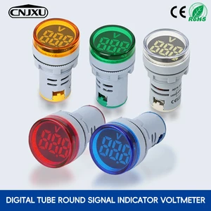 AD16-22DSV LED Digital Display AC Round Signal Lamp Volt Voltage Voltmeter AC60-500V 22mm Panel Mount Led Indicator Light