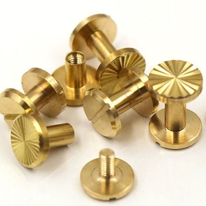 Brass Copper Belt Button Flat Sun Flower Head Screws Chicago Binding Screws Leather Accessories Rivet
