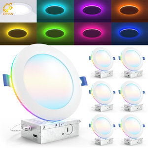 AlexaGoogle Smart LED Recessed Lighting No Flicker WiFi LED Panel Light 6 Inch Ultra Thin RGBCW Downlight With Night Light
