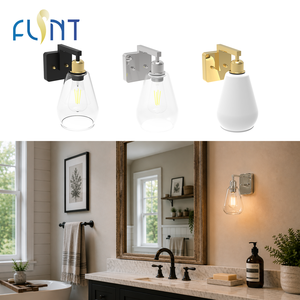 Vintage Iron Wall Lamp LED Light Bulb Polished Nickel Finish Clear Glass Body Living Room Bathroom Bedroom Background Wall Light