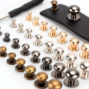 Sewing Accessories 6mm Metal Alloy Screw Stud Nipple Rivet DIY Leather Belt Round Head