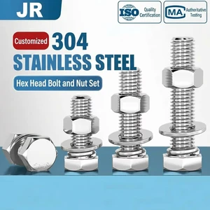 Factory-customized M3-M20 External Hex Bolts 304 Stainless Steel Screw And Nut Sets M6 M8 M10