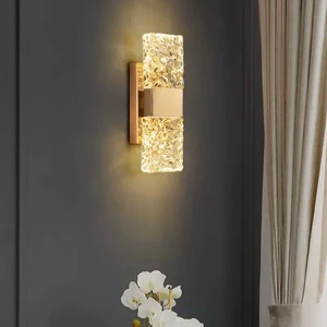 Modern Indoor Luxury Design Home Decor Led Crystal Wall Light Living Room Corridor Bedroom Bedside Wall Lamp