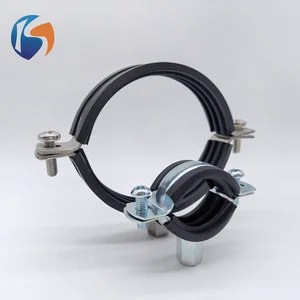 Food Safe 304 Stainless Steel Pipe Clamp With Rubber Cushion Sanitary Pipe Bracket for Beverage Production Line