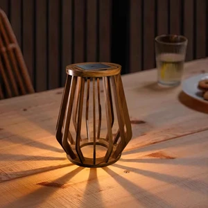 Solar-powered Outdoor Garden Backyard Floor-standing LED Lantern Battery-operated IP44 Rating Easy to Install Natural Style