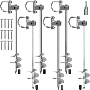 AMBITION 30 Inch Multi-Purpose Screw In Ground Anchors 6 Pack Mobile Home Anchors For Shed Swing Set Carport Shed