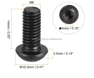 M5 ISO7380 Grade 10.9 Carbon Steel Allen Drive Hex Socket Cap Screws 10mm Length Button Head Bolts Black Oxide Brass Flat Din
