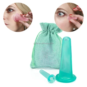 Portable BPA Free Silicone Therapy Suction Massage Cups Medical Grade Silicone Body Face Massage Cupping Set