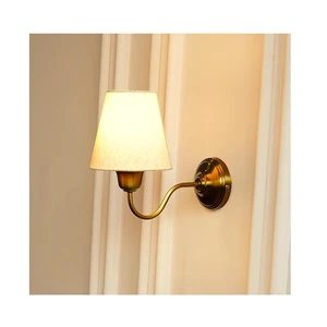 Wall Lamp Wall Light Antique Brass Finish With Shade for Living Room Bedroom Home Decoration Pack of 1