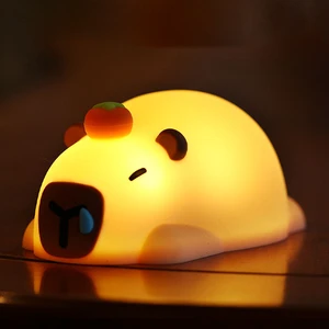 Silicone Bedside Night Light for Kids Cute Cartoon Animal Lamp USB Rechargeable Bedroom Decor