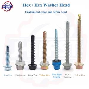 Black Yellow Color Hex Self Drilling Tek Screw For Sheet Metal Roofing DIN7504K Hex Washer Head Self Drilling Roofing Screws