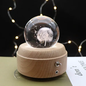 Creative LED Table Light Wood Music Box Wireless LED Lamp Crystal Table Lamps 3D Night Light Lights Lamp Room Music Decor