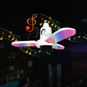 LED 3 in 1 Projector Music Lamp Colorful Intelligent Audio Folding Bulb Lamp+Remote Control Deformable Ceiling Fixture Lights