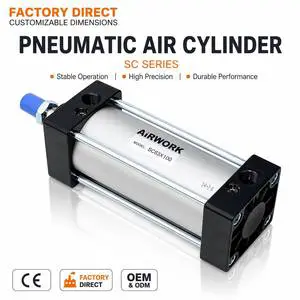 AIRWORK Standard Double Acting Aluminum Piston Cylinder High Thrust ISO15552 Compliant Pneumatic Cylinder