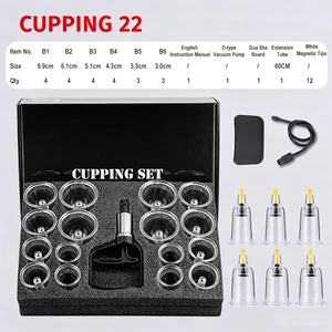 Bulk Supply 22Pcs Different Size Vacuum Suction Cupping Cups Set With Extension Tube Magnetic Head For SPA Salon Home