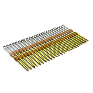 21 Degree 2 3/8 X 0.120 Inch Plastic Strip Round Head Ring Shank Hot Dipped Galvanized Collated Gun Nails