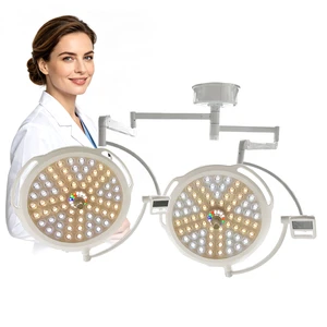 Ceiling Mounted Medical Examination Light Custom Low Heat Double Head LED Surgical Shadowless Lamp With Suspension Arm