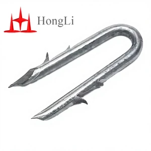 Hongli High Quality 9 Gauge Steel U-Type Nail Wood Sharp Point Double Head Smooth Barded Shank Silver Bright Finish 2mm-12mm
