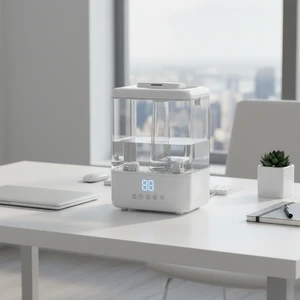 6000ML Transparent Digital LED UV Light Warm Mist Humidifier Electric Glass Heat Resistant For Household Car And Outdoor Use