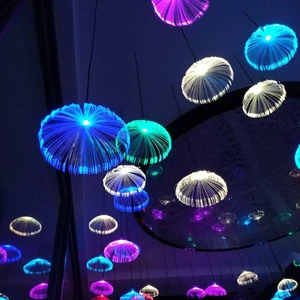 Diameter 20cm 25cm 30cm Outdoor Lights Led Fiber Optic Light Jellyfish Hanging Lamp for Holiday Light Restaurant Decoration