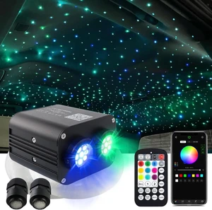 WIITECH Dual Port 20W Twinkle RGBW Car Sunroof LED Fiber Optic Star Ceiling Light Starlight Universal Car Roof Starry Sky Light