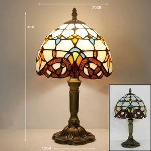 Hot Sale Tiffani Table Lamps Antique Art Style Desk Lamp Lotus Metal Base Stained Glass Lampshade Eco-Friendly Flexible AC Power