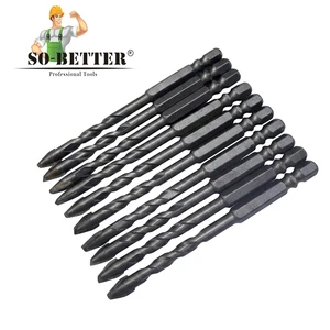 Factory Direct Carbide Tips Multi-purpose Step Drill Bits Flat Tips Hex Shank for Ceramic Tiles Concrete Glass Metal Wood