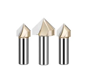 90° V Groove Milling Cutter Edge Trimmer Bit for Aluminum Plastic Board Carbon Crystal Board Round Bottom Router Tool