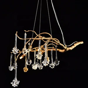 Contemporary Luxury Design Indoor Living Room Foyer Decoration Tree Branch Crystal Led Chandelier Hanging Pendant Lighting Lamps